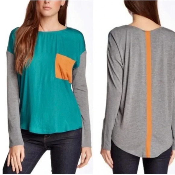 ANTHROPOLOGIE DOLAN | Color Block Long Sleeve Jersey Knit Tee Size S - Picture 9 of 12